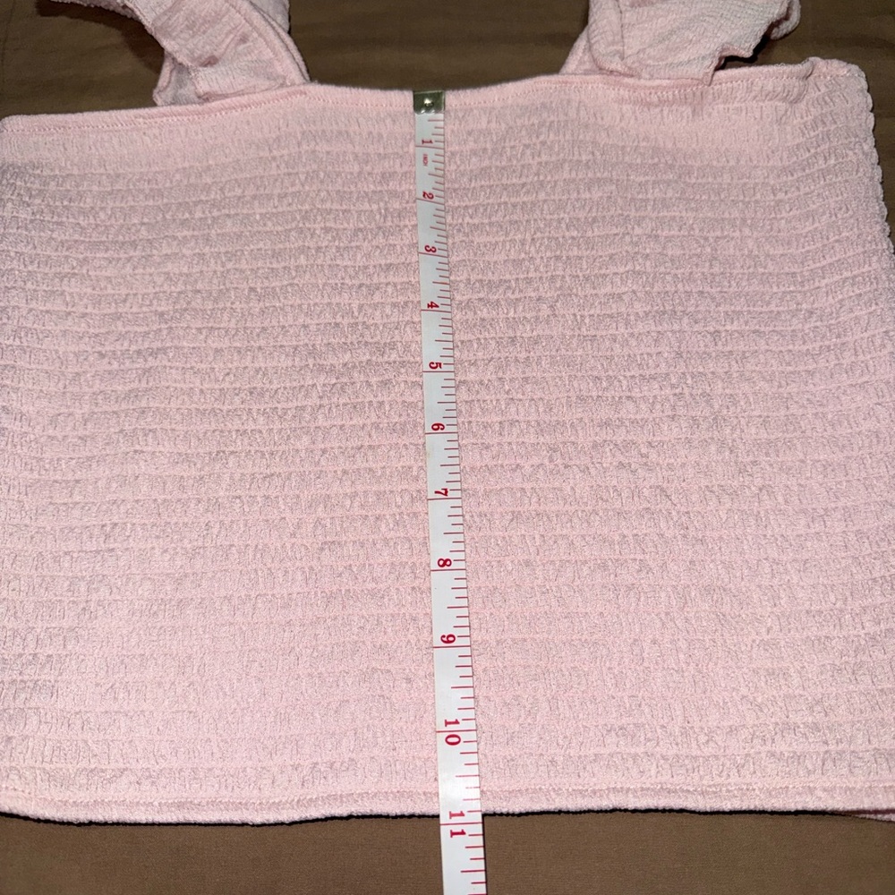 Elegant Ruffled Pink Crop Top - Picture 6 of 6